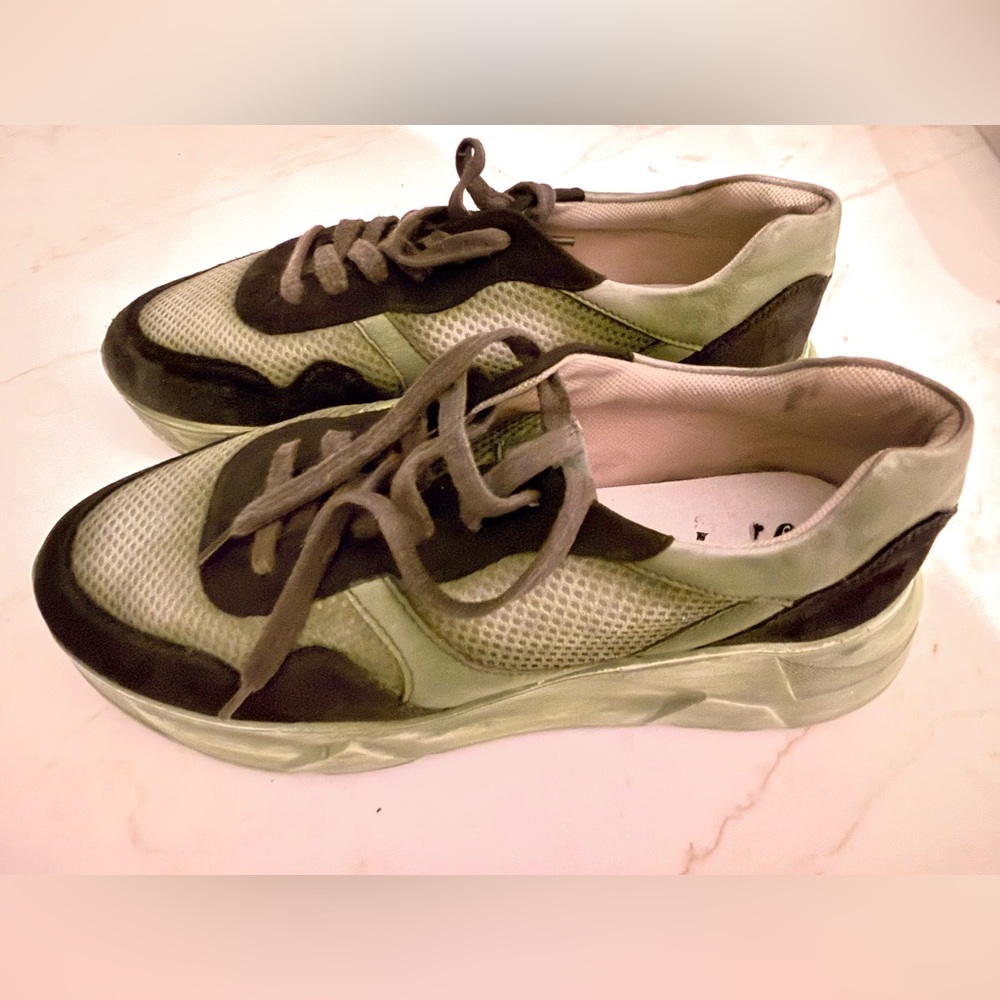 Free people Let's Wander Washed Sneaker Olive Combo size 10